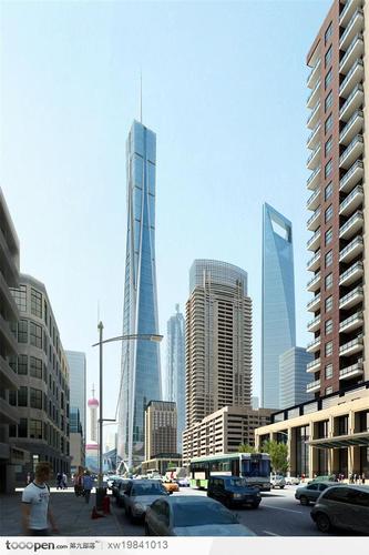 上海城市景观摩天大厦楼房建筑房地产素材建筑效果图景观设计